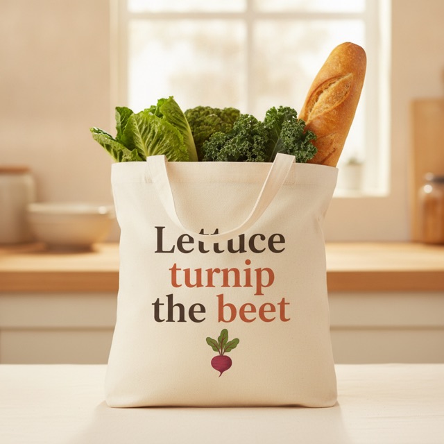 Beet Drop Tote with “Lettuce turnip the beet”